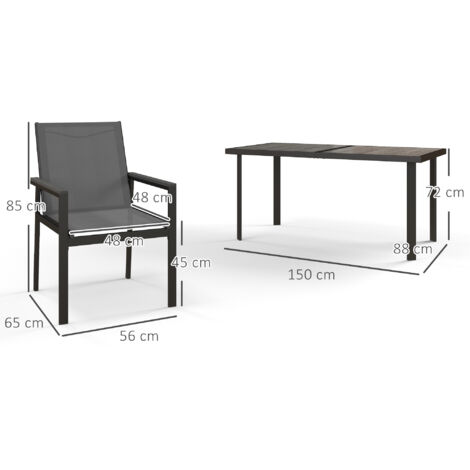 Outsunny Garden Dining Set, Outdoor Table and Chairs, Grey 7 PCs Set