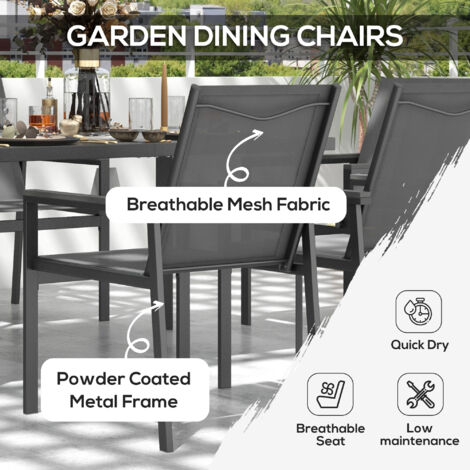 Outsunny Garden Dining Set, Outdoor Table and Chairs, Grey 7 PCs Set