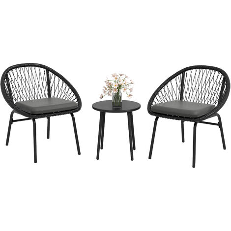 Outsunny 3 Piece Garden Furniture Set, Bistro Set w/ 2 Chairs & 1 Coffee Table