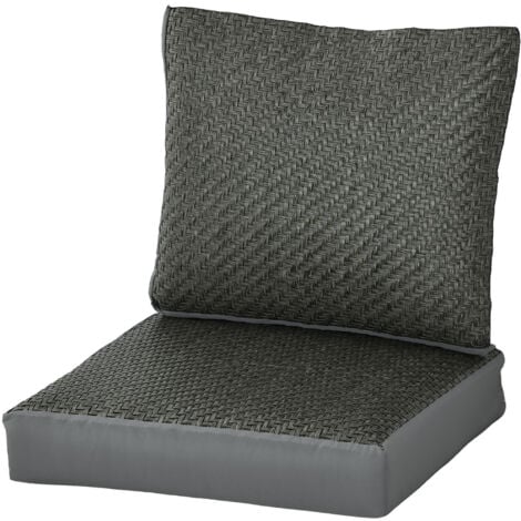 Outsunny Set of 2 Outdoor Seat Cushion with Fabric and PE Rattan Cover