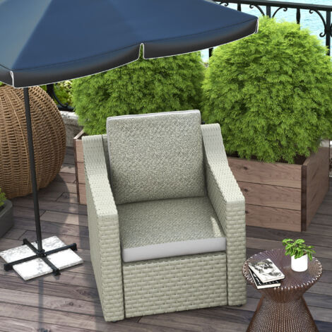 Outsunny Set of 2 Outdoor Seat Cushion with Fabric and PE Rattan Cover