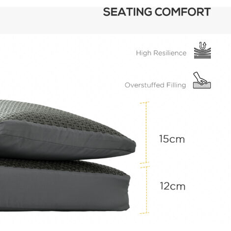 Outsunny Set of 2 Outdoor Seat Cushion with Fabric and PE Rattan Cover