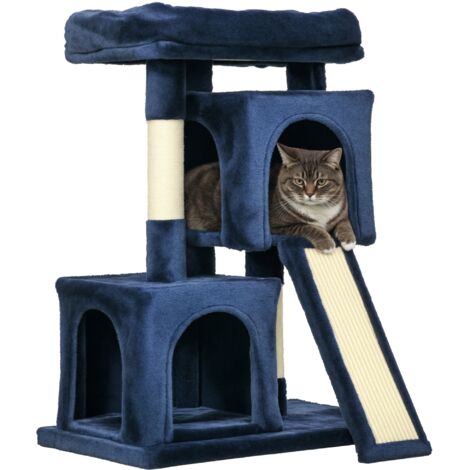 PawHut 83cm Cat Tree for Indoor Cats Kitten Scratching Post Climbing Tower Blue