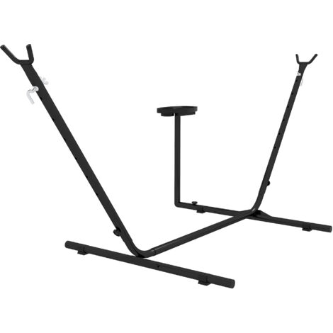 Outsunny Hammock Stand with Side Tray, Steel Frame Hammock Stand, Black (1/5)