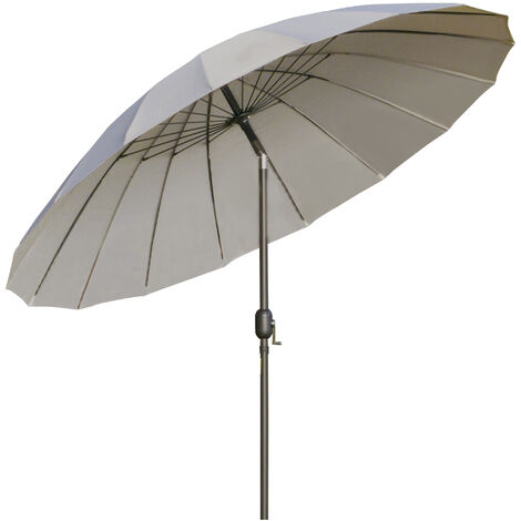Outsunny 2.5m Round Curved Adjustable Parasol Sun Umbrella Metal Pole Light Grey