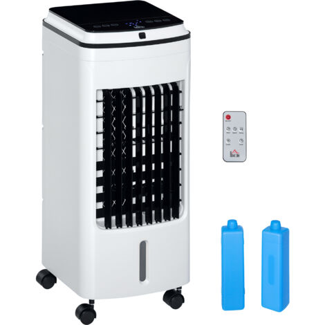 HOMCOM 3-in-1 Portable Air Cooler with 4L Water Tank 7.5H Timer, Remote White