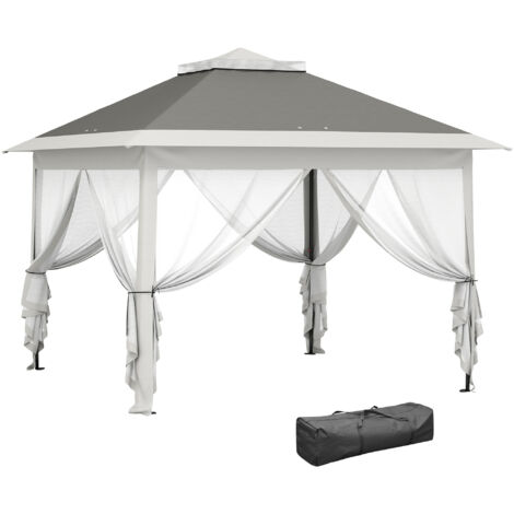 Outsunny Pop Up Gazebo Height Adjustable Canopy Tent w/ Carrying Bag Dark Grey