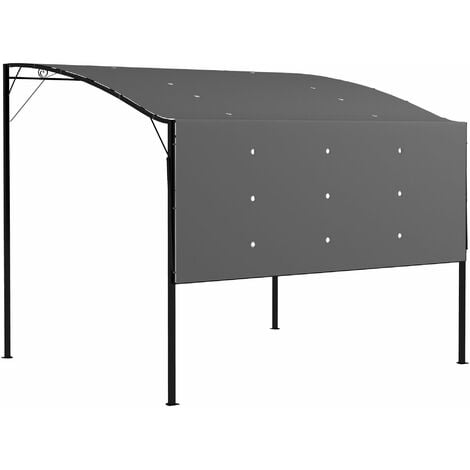 Outsunny 3 x 2.5m Patio Metal Gazebo Pergola Wall Mount Outdoor Shelter Grey