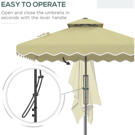 Outsunny 2.5m Cantilever Parasol with Ruffles and Cross Base Beige