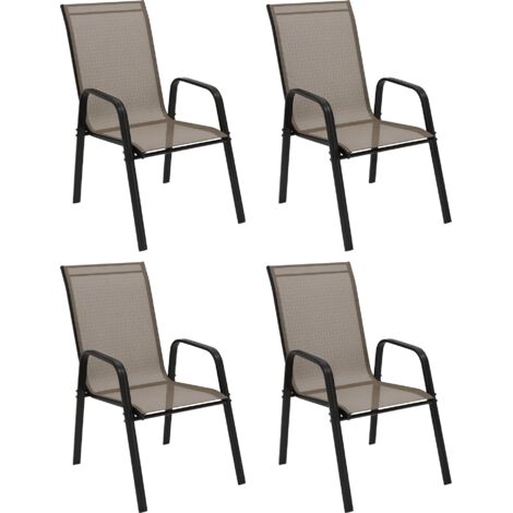 Outsunny Set of 4 Garden Dining Chair Set Outdoor w/ High Back Armrest Grey