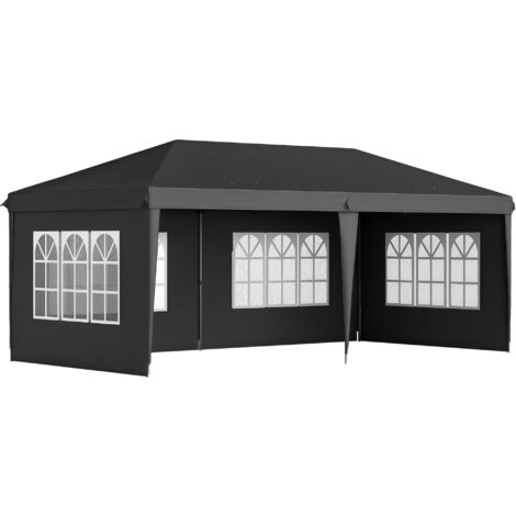 Outsunny 3 x 6m Garden Pop Up Gazebo, Height Adjustable Black (1/5)