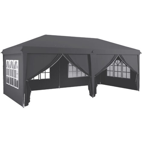 Outsunny 3 x 6m Pop Up Gazebo Height Adjustable Party Tent w/ Storage Bag Grey