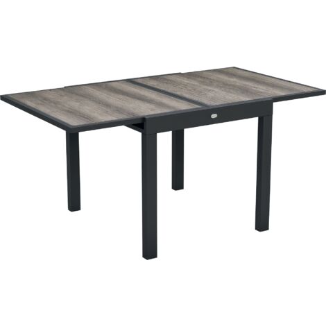 Outsunny Extendable Outdoor Dining Table Aluminium Rectangle Patio Table Grey