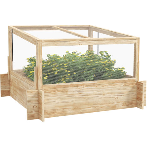 Outsunny Outdoor Raised Garden Bed with Cold Frame Greenhouse and Openable Top