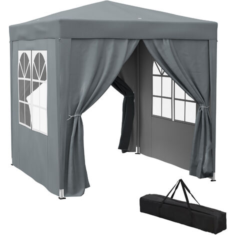 Outsunny 2mx2m Pop Up Gazebo Party Tent Canopy Marquee with Storage Bag Grey