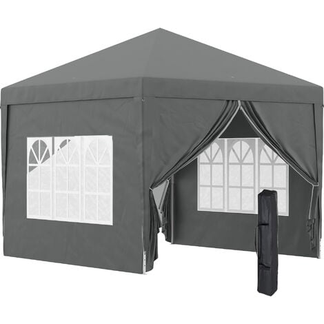 Outsunny 3mx3m Pop Up Gazebo Party Tent Canopy Marquee with Storage Bag Grey