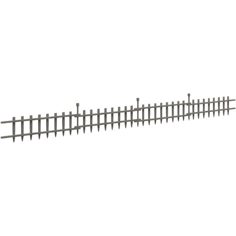 Outsunny Decorative Garden Fencing, Wooden Landscape Edging, Grey