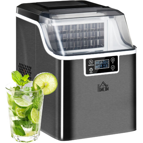 HOMCOM Counter Top Ice Maker Machine with Adjustable Cube Size Scoop Black