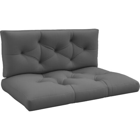 Outsunny 2 Seater Outdoor Seat Cushions and Back for Pallet Charcoal Grey