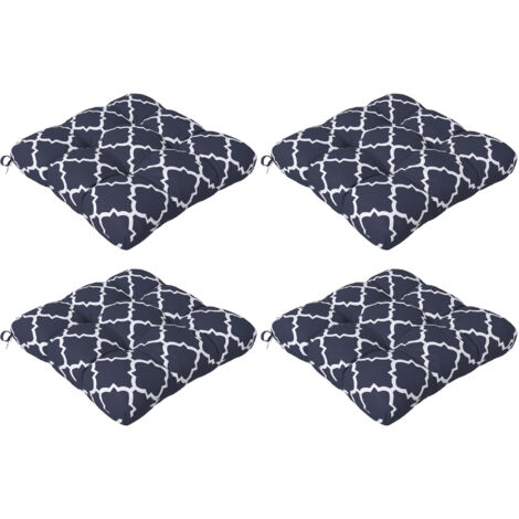 Outsunny Set of 4 Outdoor Seat Cushions Water Repellent Seat Pads with Ties Blue