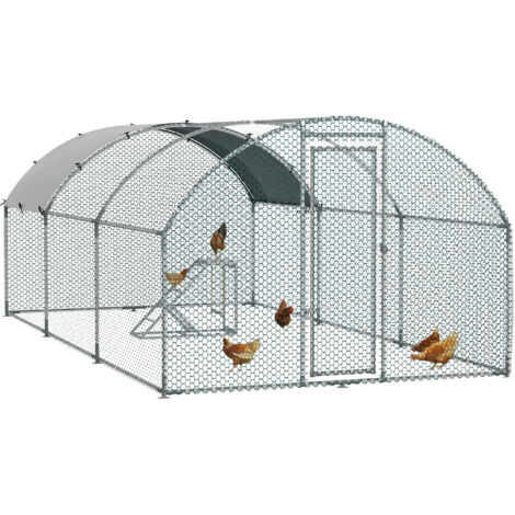 PawHut Walk In Chicken Run with Chicken Activity Shelf and Cover, 2.8 x 5.7 x 2m (1/5)