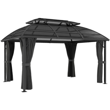 Outsunny 4 x 3(m) Polycarbonate Gazebo for Lawn, Yard, Patio, Deck Black (1/5)