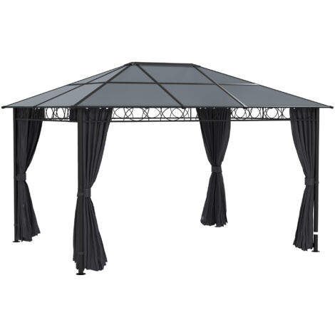 Outsunny Hardtop Gazebo for Garden Party w/ Polycarbonate Curtains 3 x 4(m)