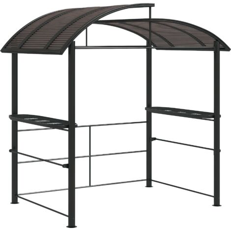 Outsunny BBQ Patio Canopy Gazebo with Interlaced Polycarbonate Roof 2 Shelves (1/5)