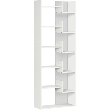 HOMCOM 6-Tier Bookshelf Freestanding Decorative Storage Shelves for Home White