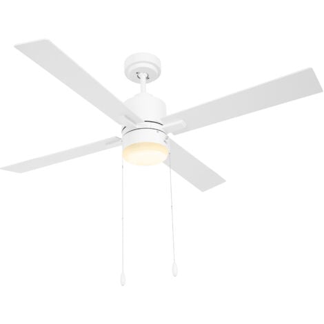 HOMCOM Mounting Reversible Ceiling Fan with Light, Pull-chain White