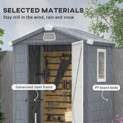 Outsunny 4 x 3ft Garden Shed Storage with Foundation Kit and Vents 4 x 3ft