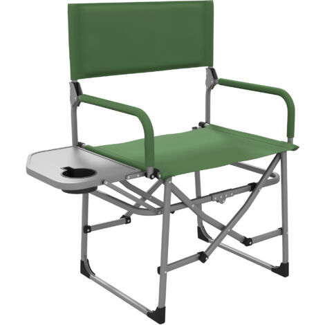 Outsunny Folding Camping Directors Chair with Side Table and Cup Holder Green