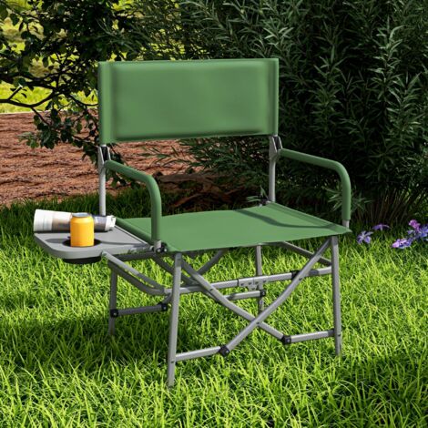 Outsunny Folding Camping Directors Chair with Side Table and Cup Holder Green
