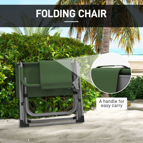 Outsunny Folding Camping Directors Chair with Side Table and Cup Holder Green