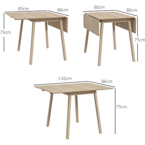 Extendable Kitchen Table for 2-4, Folding Drop Leaf Dining Table, Natural