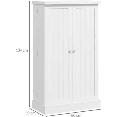 HOMCOM Kitchen Cupboard with Double Doors, 5-Tier Shelf, 12 Spice Racks, White