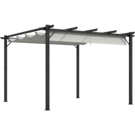 Outsunny 3x3(m) Pergola Gazebo Sun Shade Shelter Aluminium Garden Canopy Grey