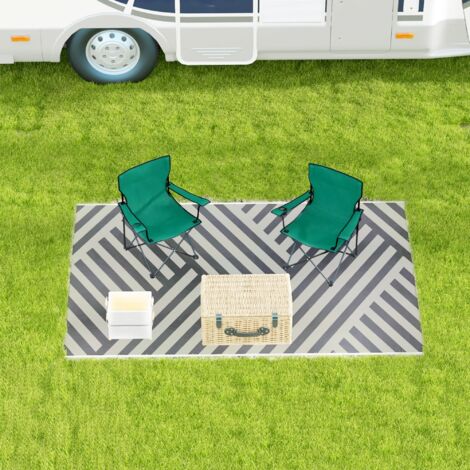Outsunny Reversible Waterproof Outdoor Rug W/ Carry Bag, 182 x 274cm Grey