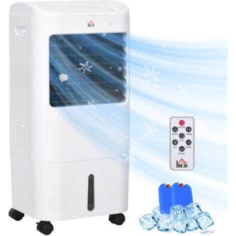 HOMCOM Portable Air Cooler with Humidifier, Remote, Oscillation, White
