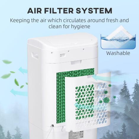 HOMCOM Portable Air Cooler with Humidifier, Remote, Oscillation, White