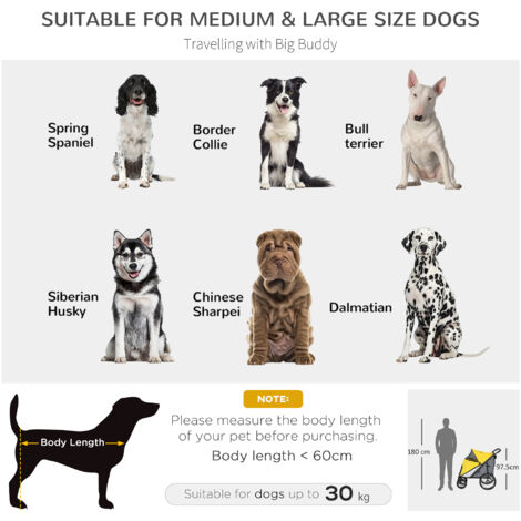 PawHut Pet Stroller Foldable Design with Cushion for M and L Dogs Yellow