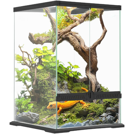 PawHut Glass Reptile Terrarium, Vivarium for Lizards Frogs Snakes Turtles 40L