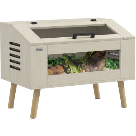 PawHut Reptile Terrarium, Snake Vivarium with Tempered Glass Windows 111L