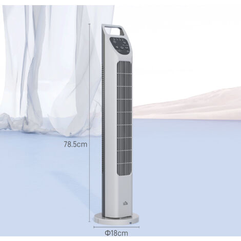 "HOMCOM 31"" Oscillating Tower Fan with Remote Control, 4H Timer, 3 Speed 3 Modes, Quiet Electric Floor Standing Fan for Home Bedroom Office Silver"
