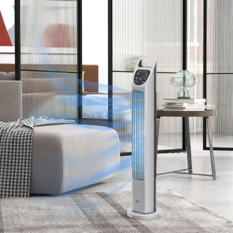 "HOMCOM 31"" Oscillating Tower Fan with Remote Control, 4H Timer, 3 Speed 3 Modes, Quiet Electric Floor Standing Fan for Home Bedroom Office Silver"
