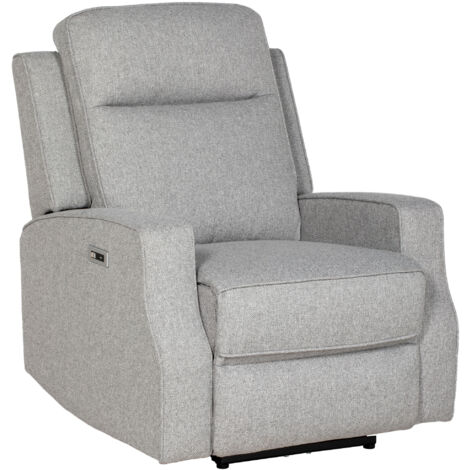 HOMCOM Electric Fabric Recliner Armchair, Reclining Chair with Adjustable Leg Rest, USB Port, for Home Living Room Grey