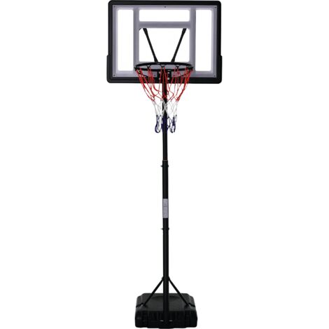 HOMCOM 1.55-2.1m Basketball Hoop and Stand w/ Fillable Base, Wheels - Black (1/5)