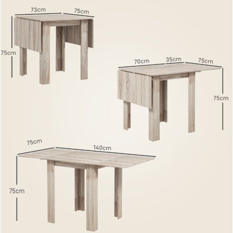 HOMCOM Folding Dining Table Extendable Kitchen Table Drop Leaf Table for 2-4