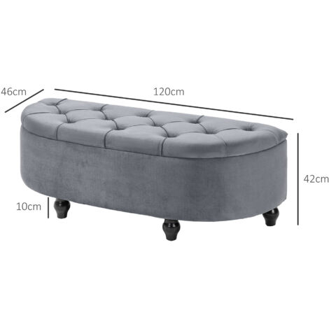 HOMCOM Semi-Circle Bed End Bench Ottoman with Storage Tufted ...