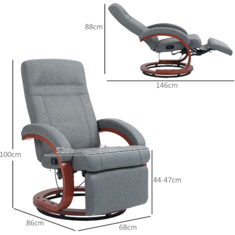 HOMCOM Swivel Recliner Chair with Extended Footrest, Manual Reclining ...